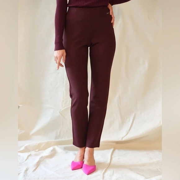 Tahari Pants - Tahari | Burgundy High Rise Pull-On Ponte Pant (S)